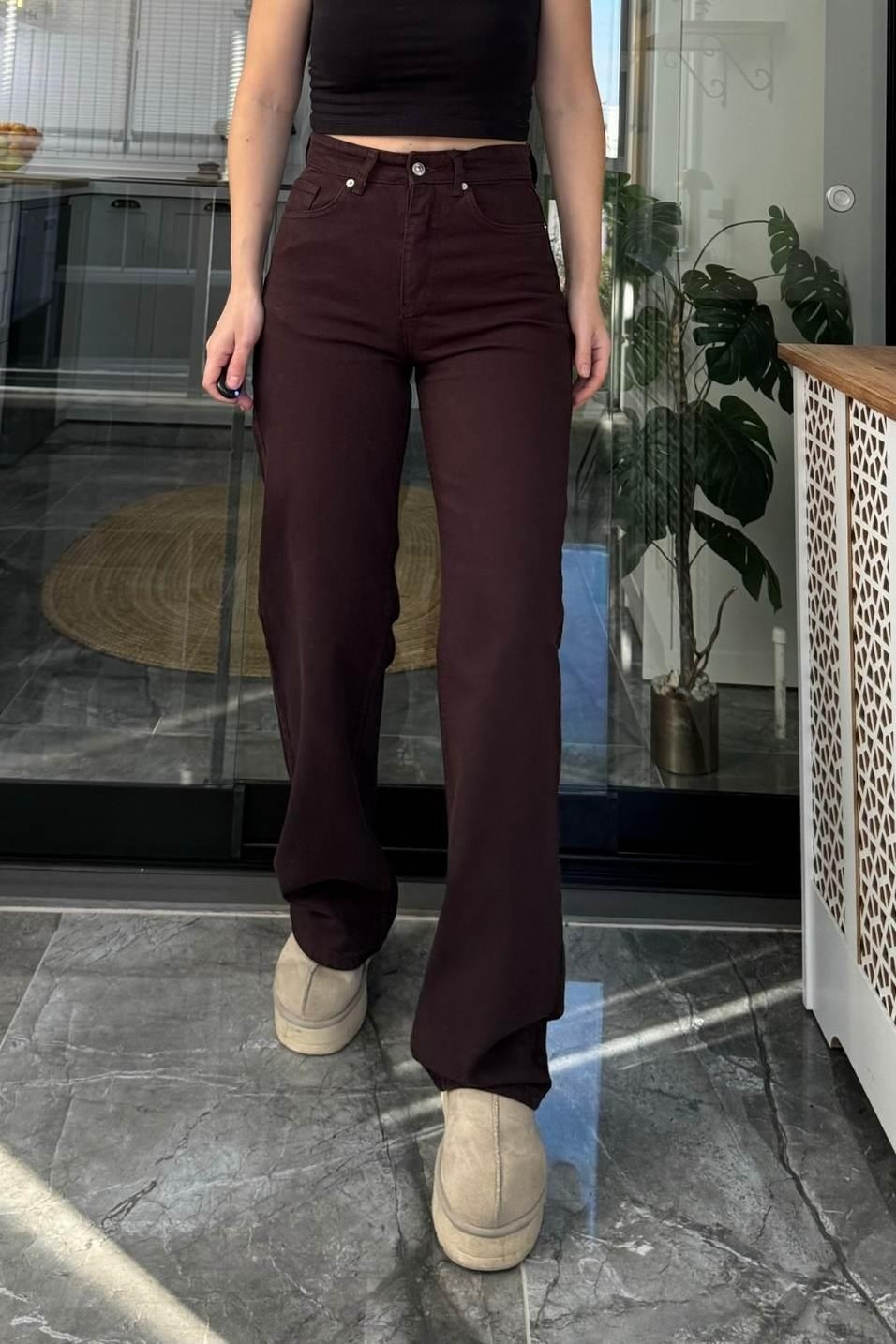 Kot PantolonZr Model Straight Jean Acı Kahve