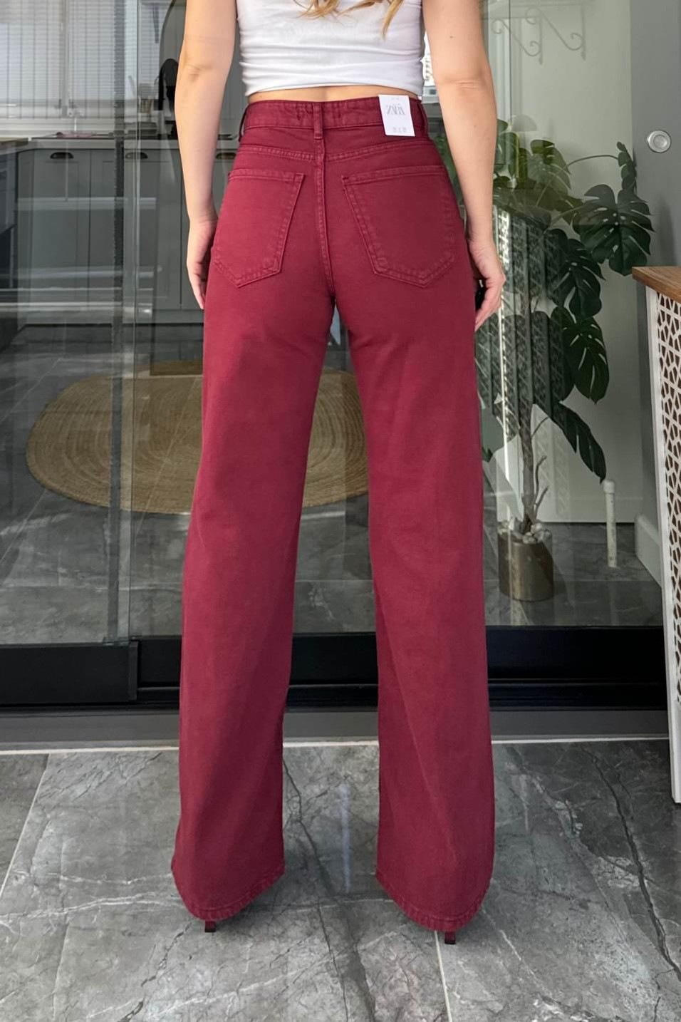 Kot PantolonZr Model Straight Jean Bordo