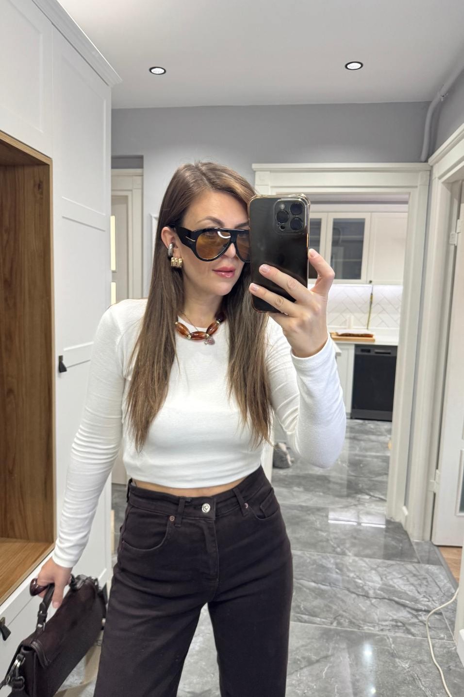 Kot PantolonZr Model Wide Leg Jean Acı Kahve