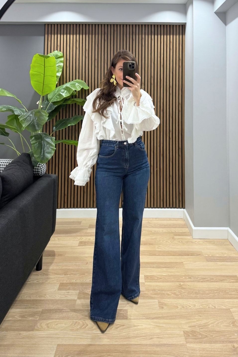 Kot PantolonZr Model Wide Leg Jean Mavi