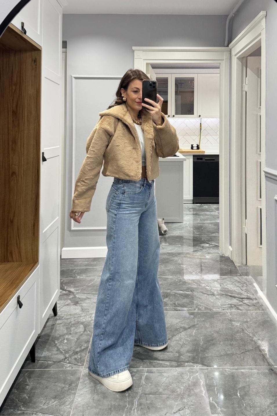 MontPremium Crop Kürk Mont Camel