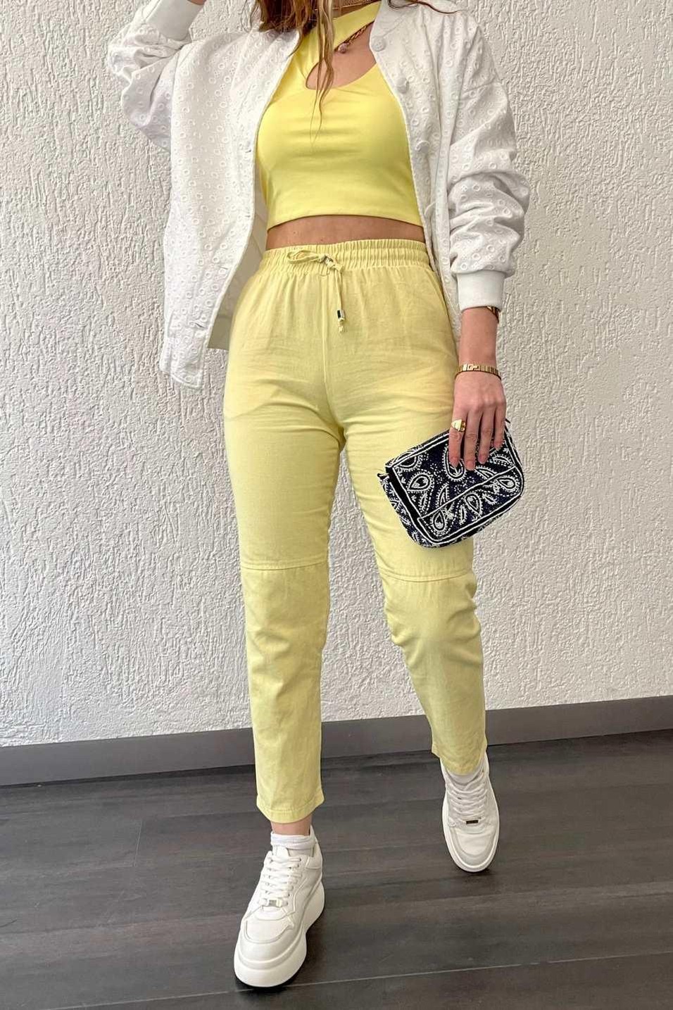 PantolonÇimalı Gabardin Pantolon Hardal