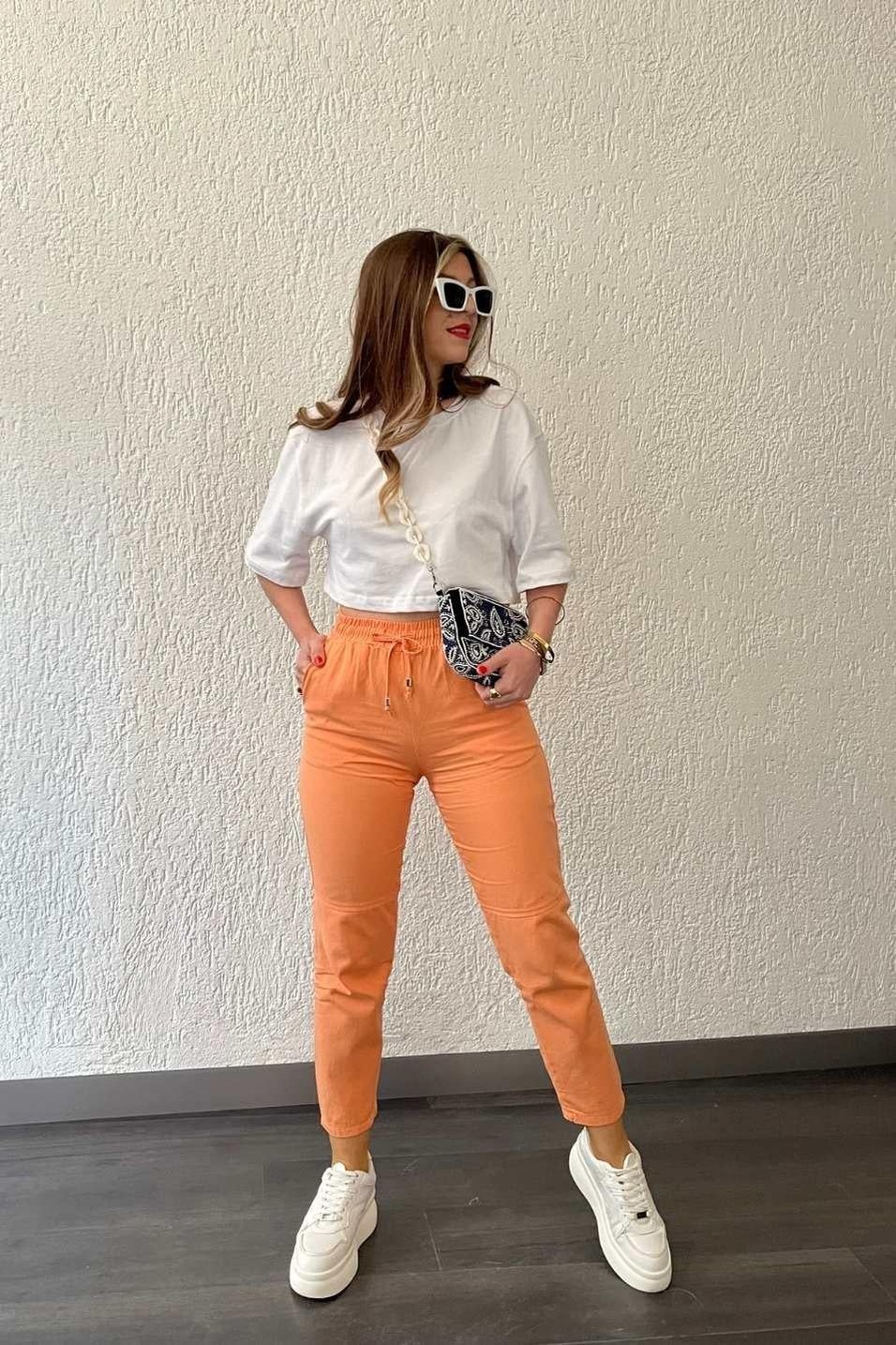 PantolonÇimalı Gabardin Pantolon Turuncu