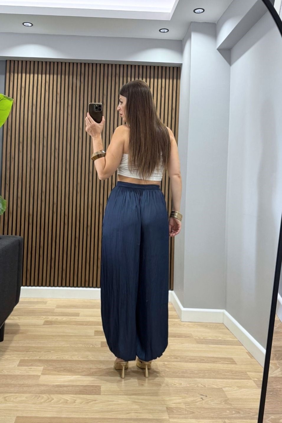 PantolonDökümlü Balon Pantolon Lacivert