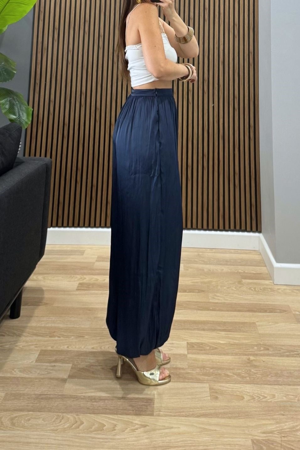 PantolonDökümlü Balon Pantolon Lacivert