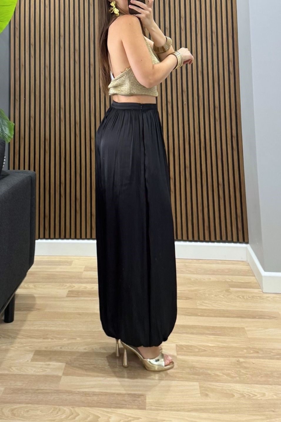 PantolonDökümlü Balon Pantolon Siyah