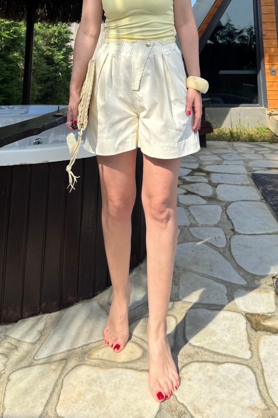 ŞortMonaco Premium Pamuk Şort Ekru