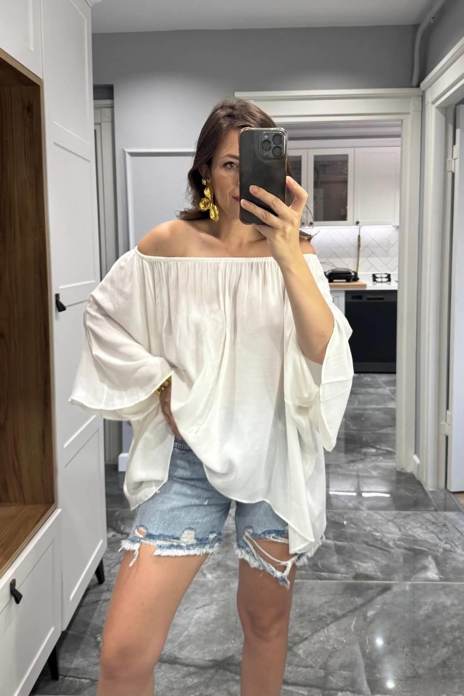 ŞortZr Model Yırtıklı Denim Şort Mavi