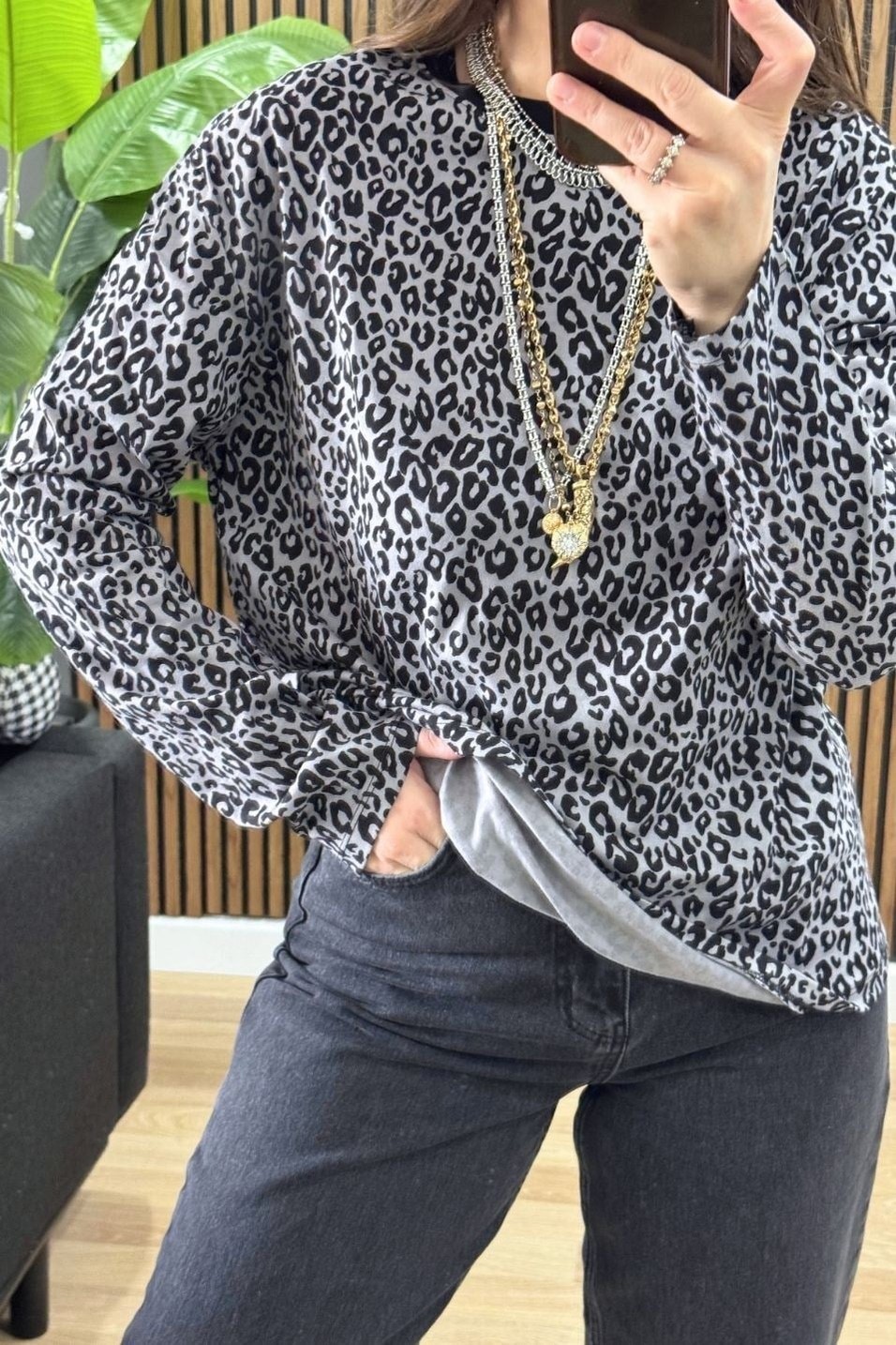 SweatshirtDesenli Oversize Basic Sweat Gri