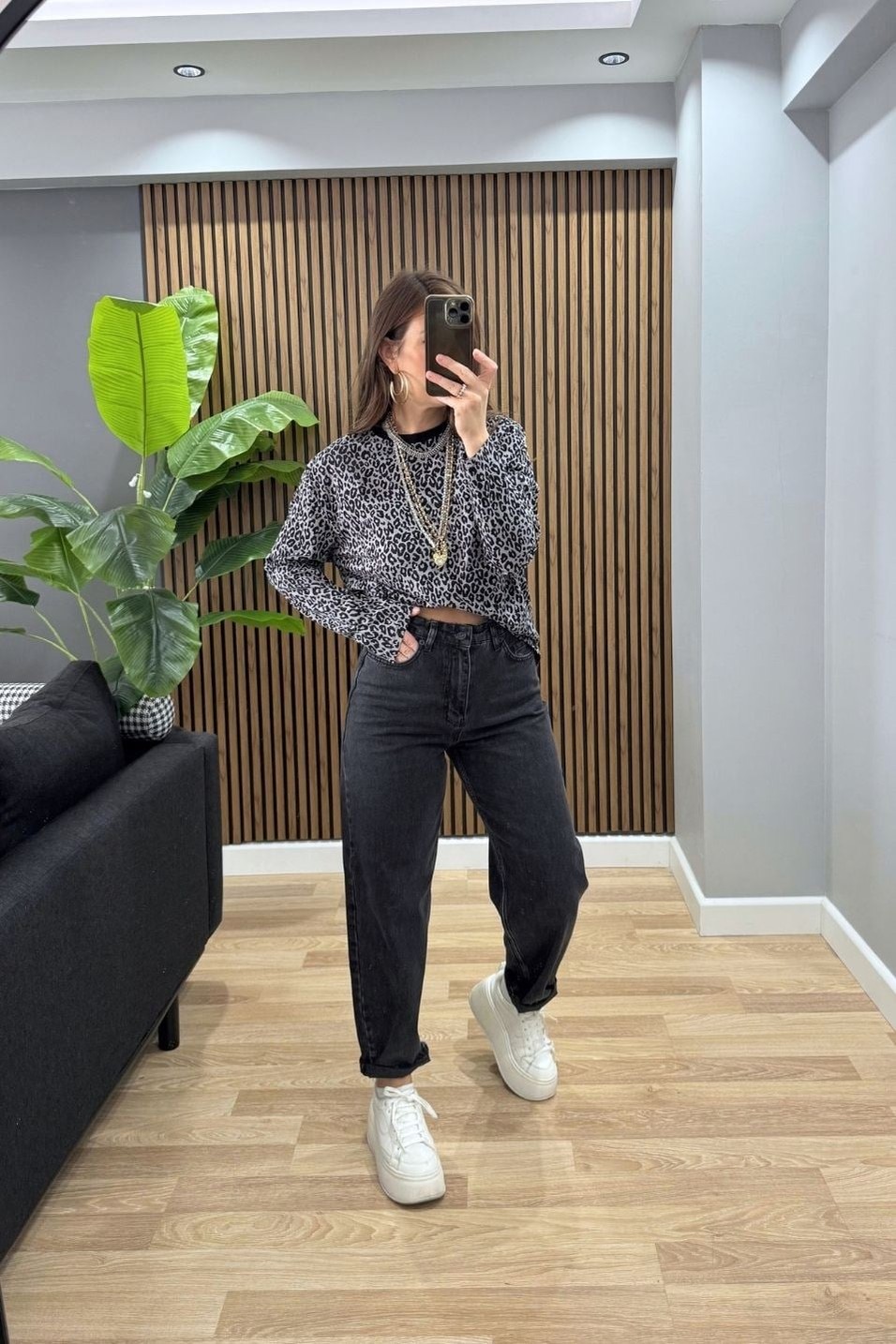 SweatshirtDesenli Oversize Basic Sweat Gri