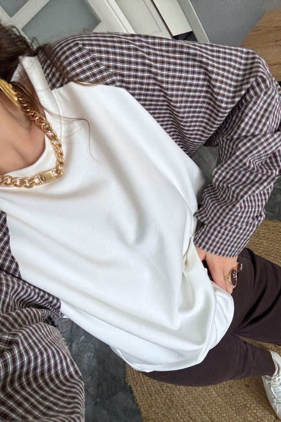 SweatshirtEkose Gömlek Kollu Oversize Sweatshirt Ekru