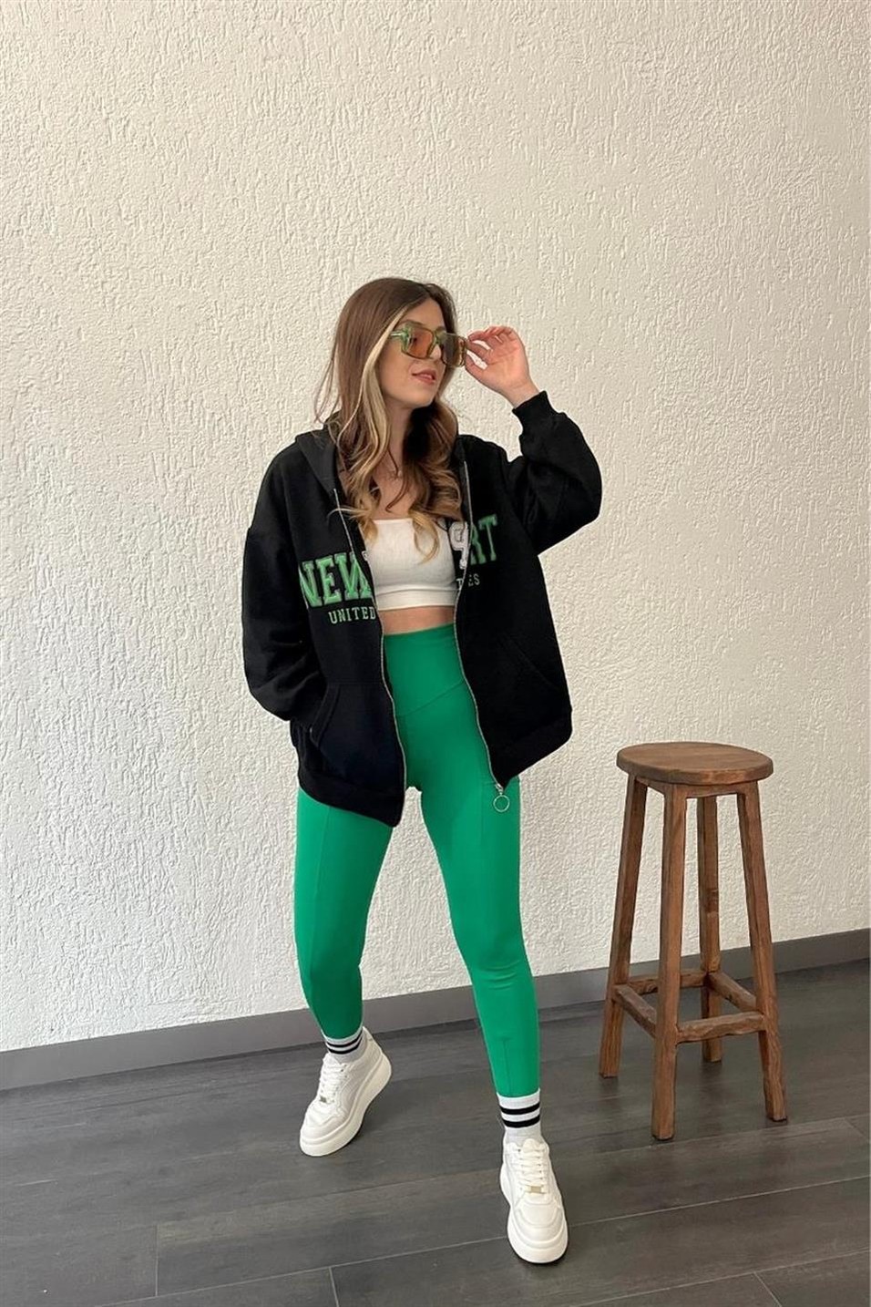 SweatshirtFermuarlı Baskılı Şardonlu Sweat Siyah