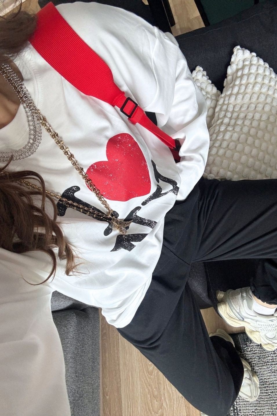 SweatshirtI Love NY Baskılı Oversize Sweatshirt Ekru
