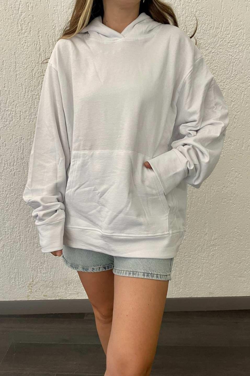 SweatshirtŞardonlu Kapşonlu Sweat Beyaz