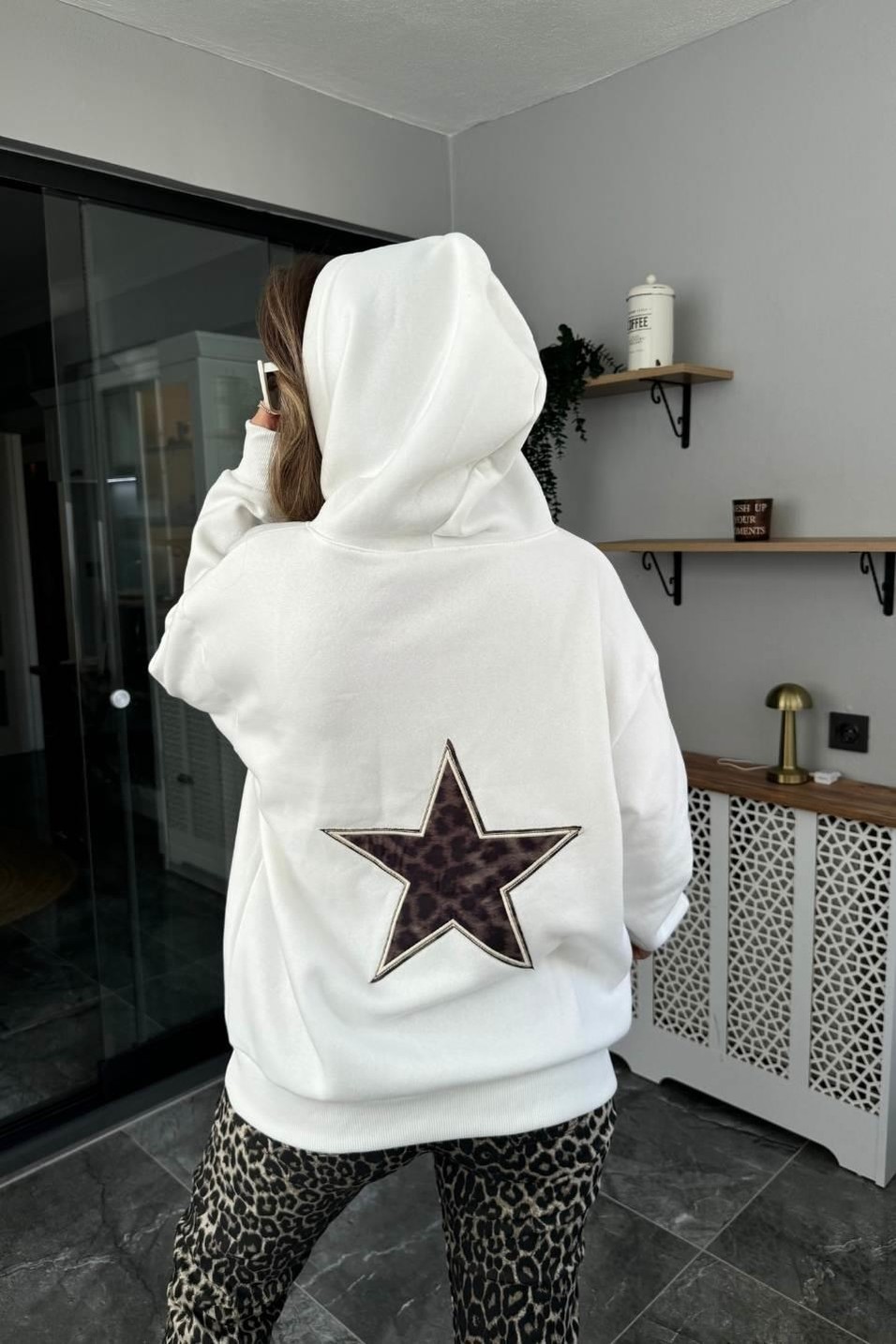 SweatshirtYıldız Baskılı Şardonlu Sweat Ekru