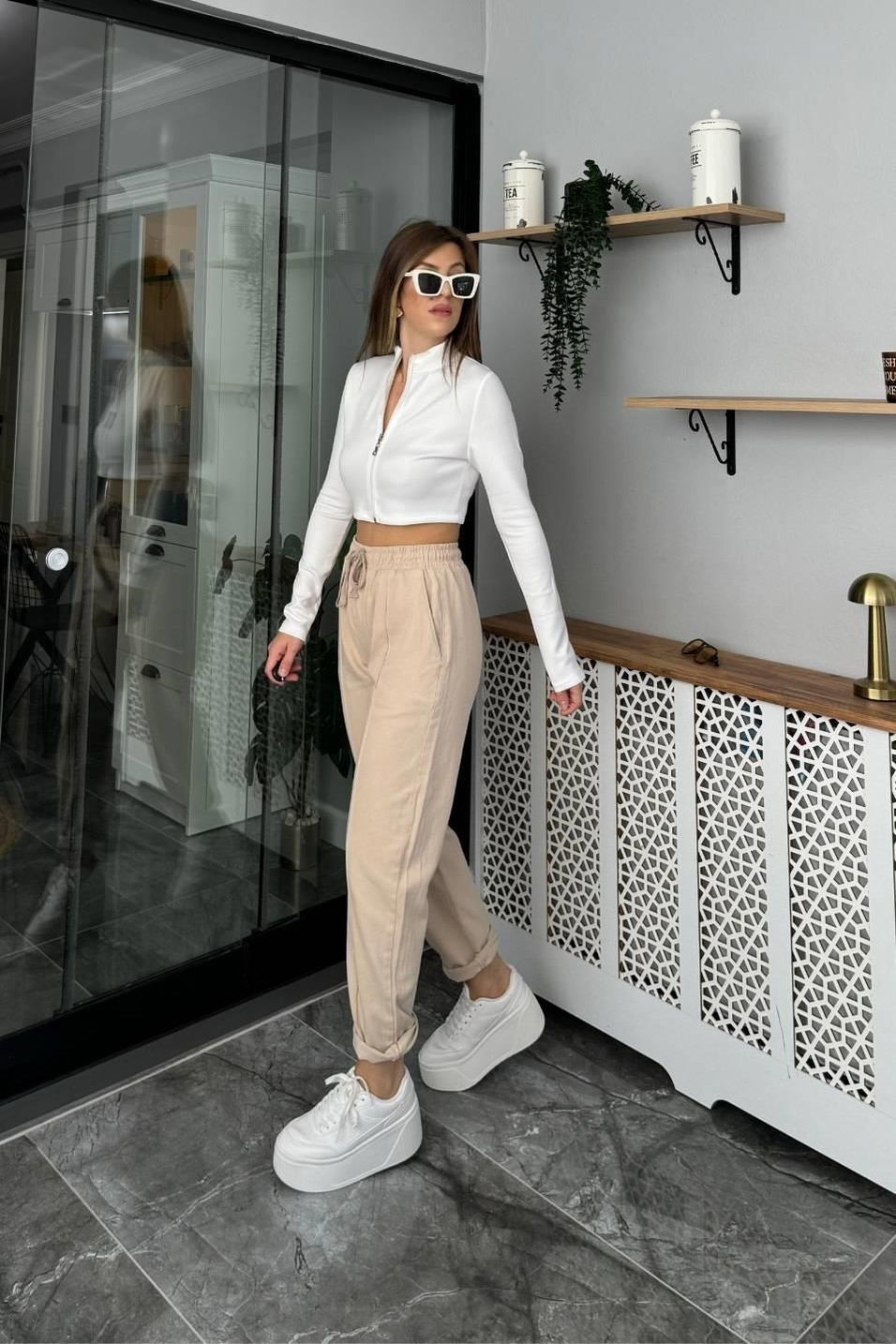 TakımBel Lastikli Gabardin Pantolon Taş