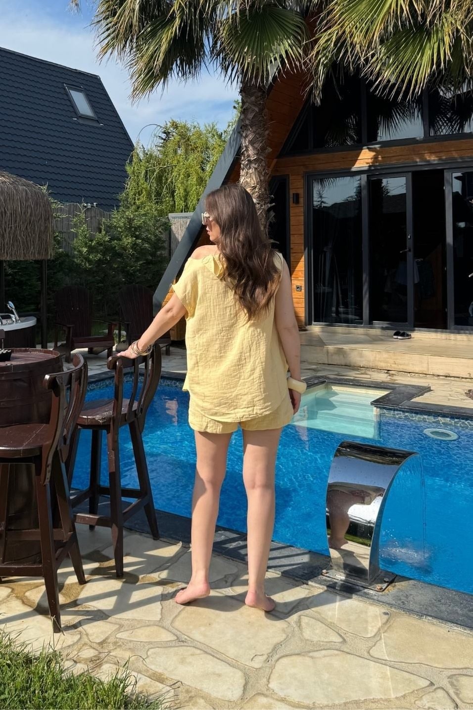 TakımBella Keten Şortlu Takım Sarı