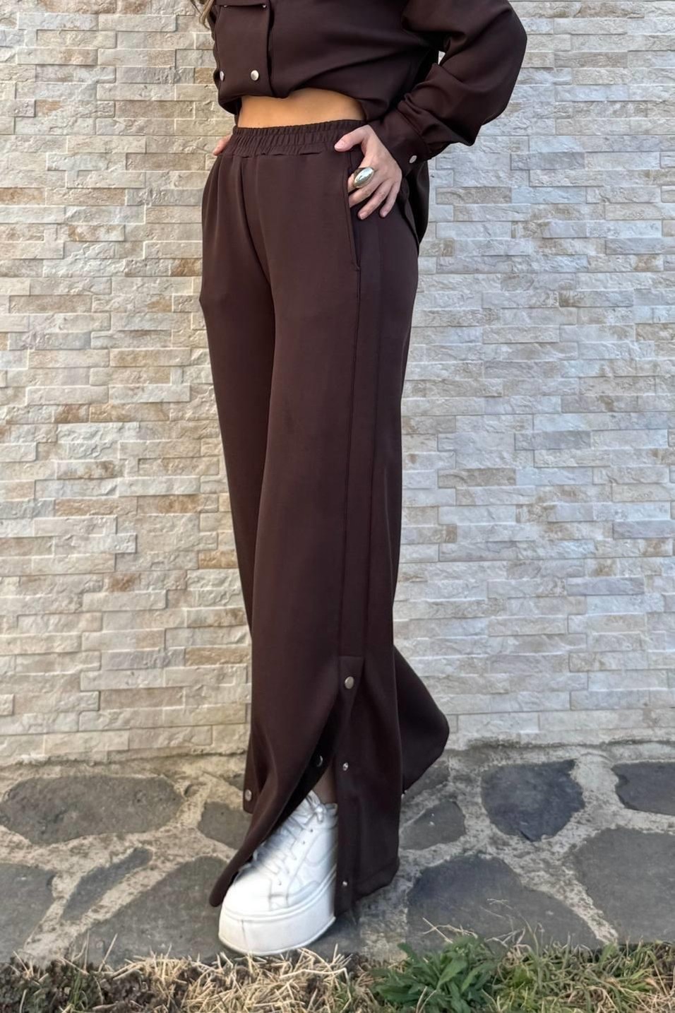 TakımÇıt Çıt Detaylı Oys İkili Takım Kahverengi