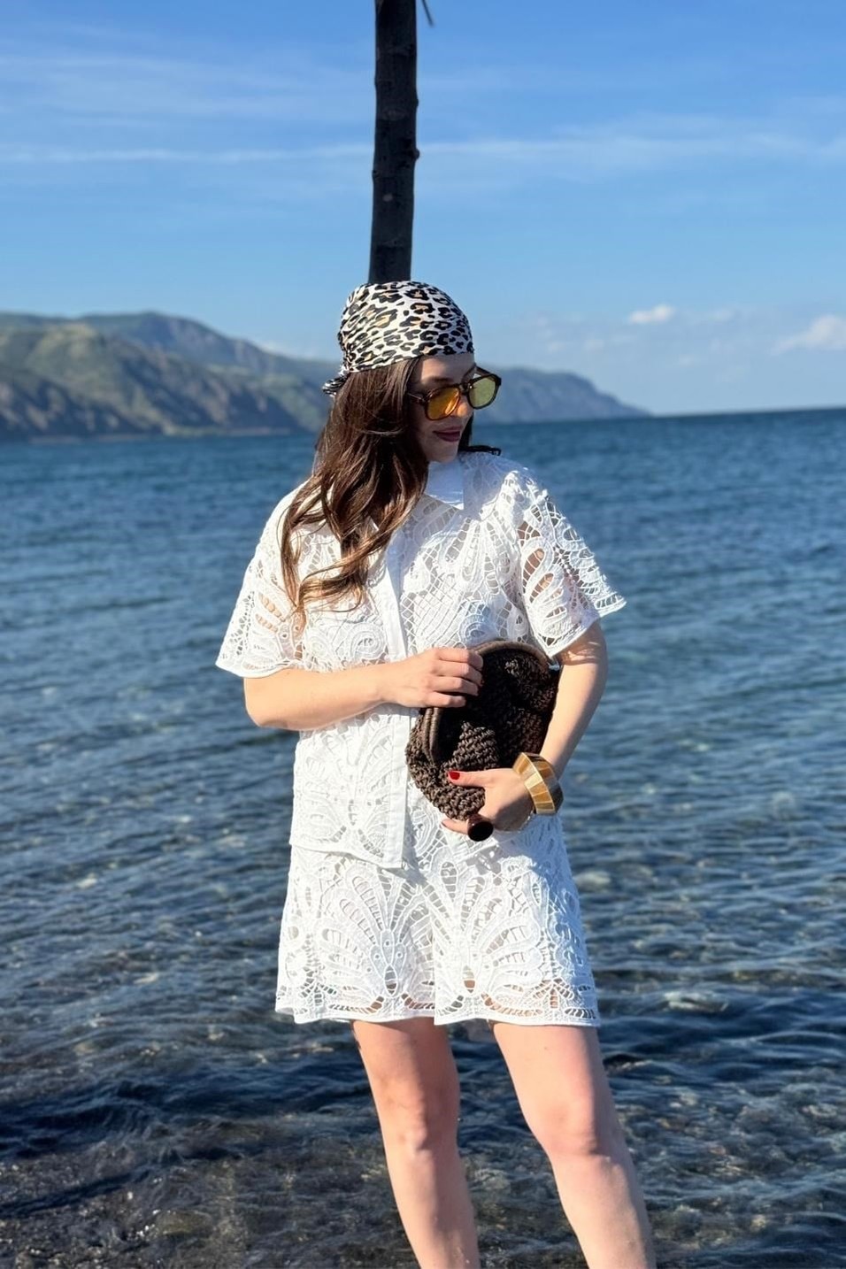 TakımElite Nakış Detaylı Şort Gömlek Set Beyaz