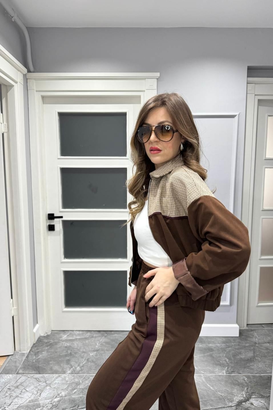 TakımGarnili Ceket Pantolon İkili Takım Kahverengi
