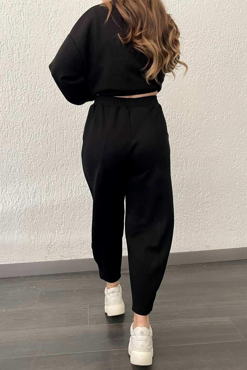 TakımModal Kumaş Çıtçıtlı Sweat Takım Siyah
