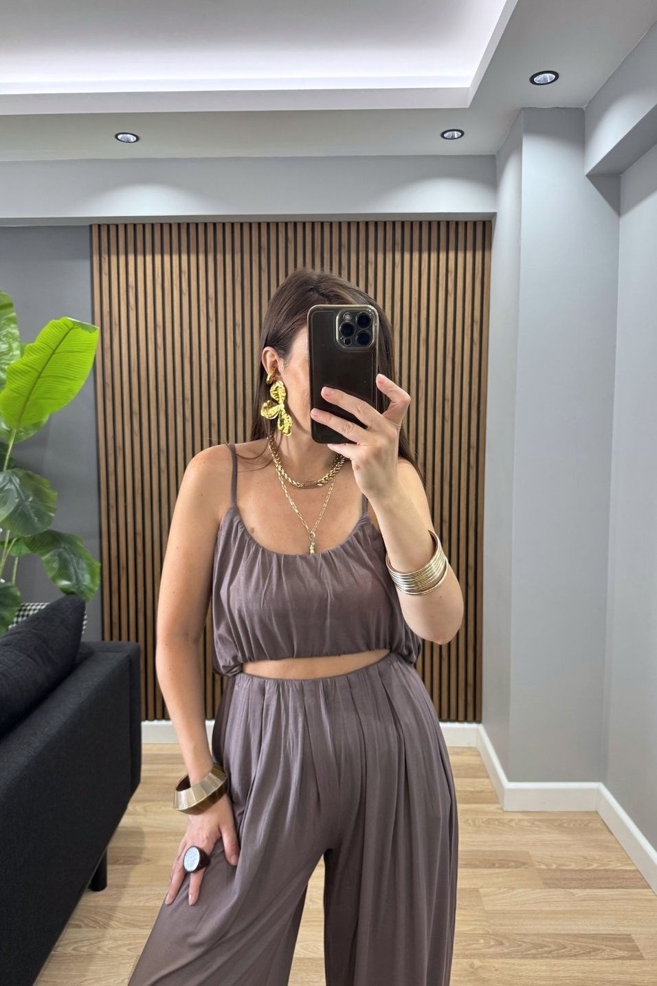 TakımPremium Şalvarlı Modal Takım Vizon
