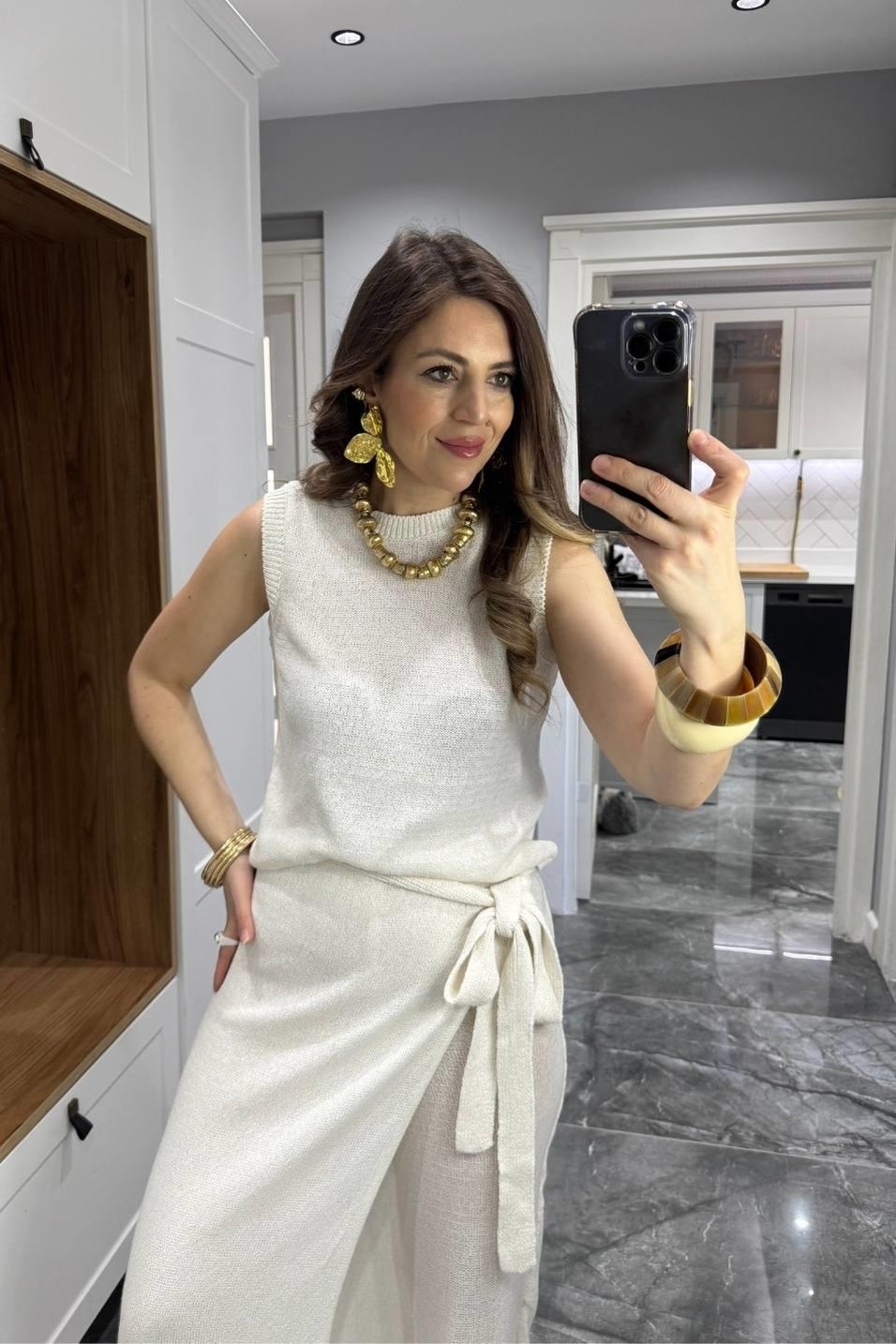 TakımTriko Yazlık İkili Takım Ekru