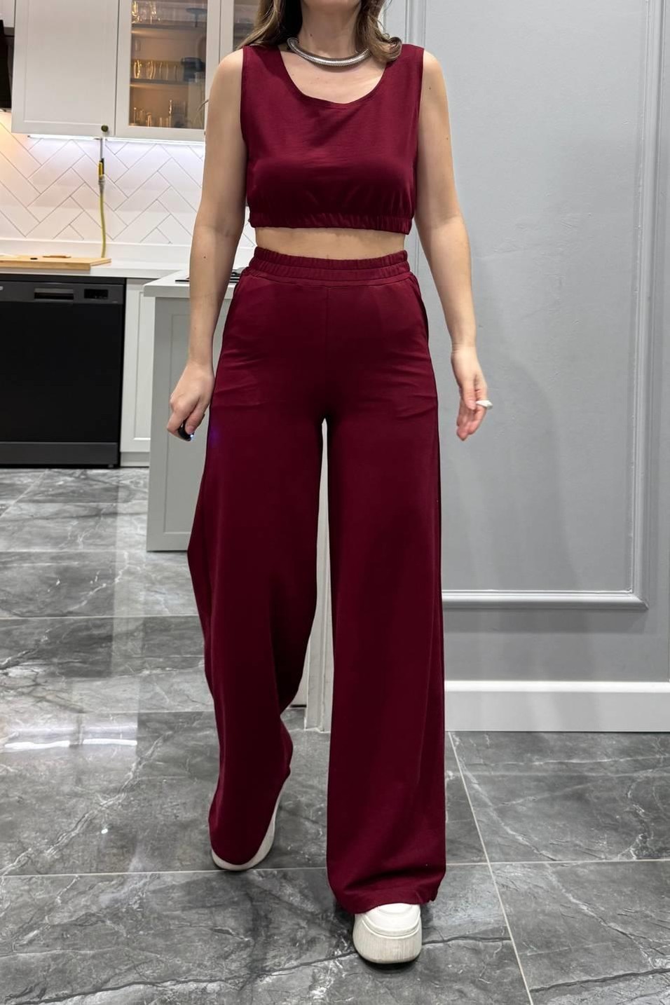 TakımÜçlü Set Eşofman Takımı Bordo