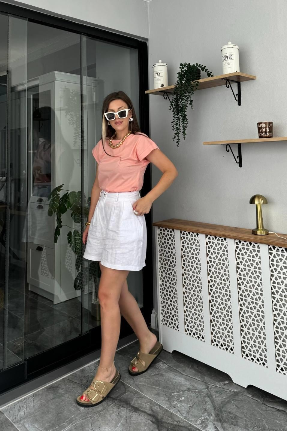 TişörtDilvin Bisiklet Yaka Penye Tshırt 3504 Şeftali