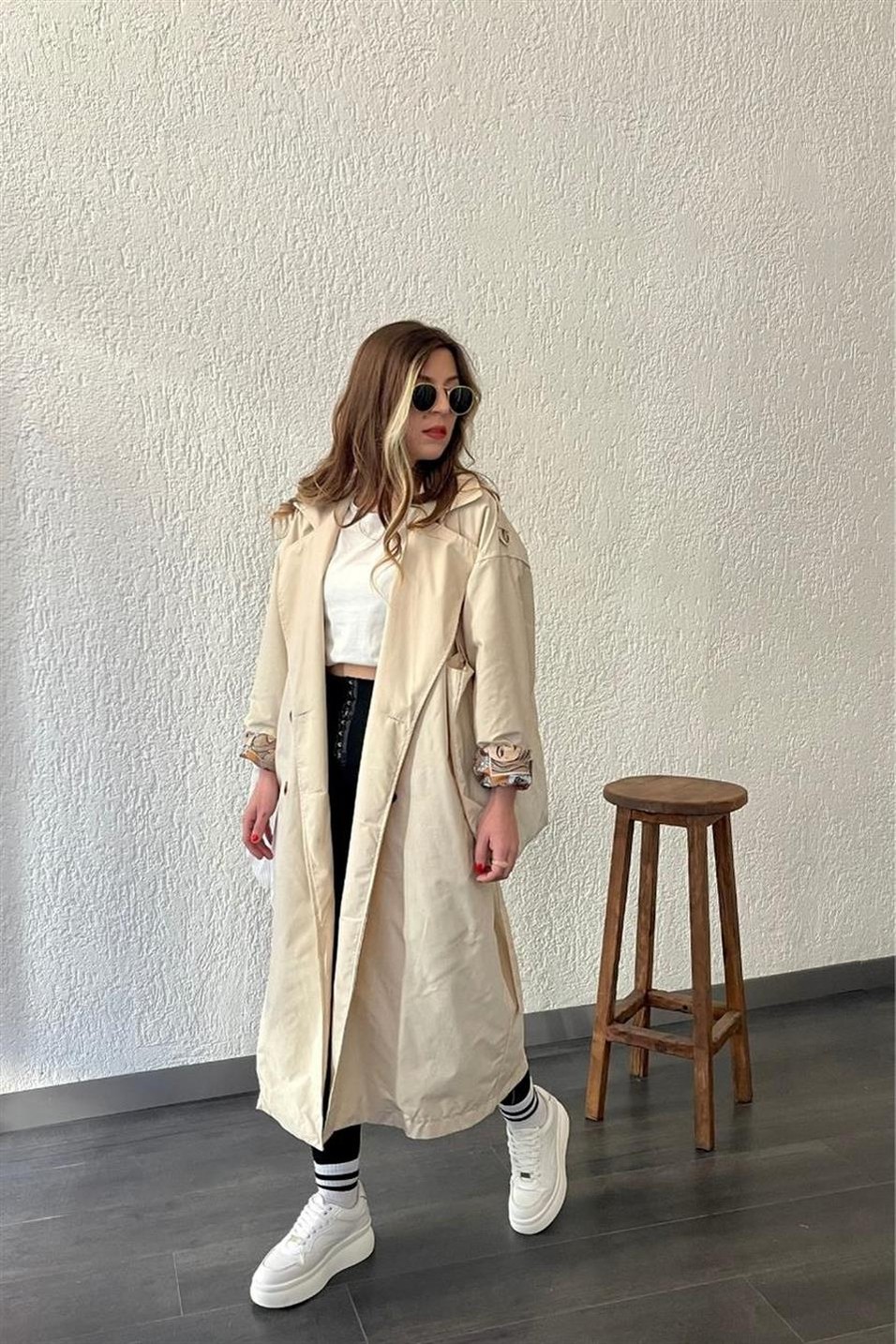 TrençkotAstarı Detaylı Trençkot Taş