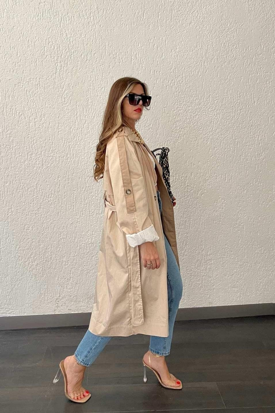 TrençkotÇift Renk Tasarım Trençkot Taş