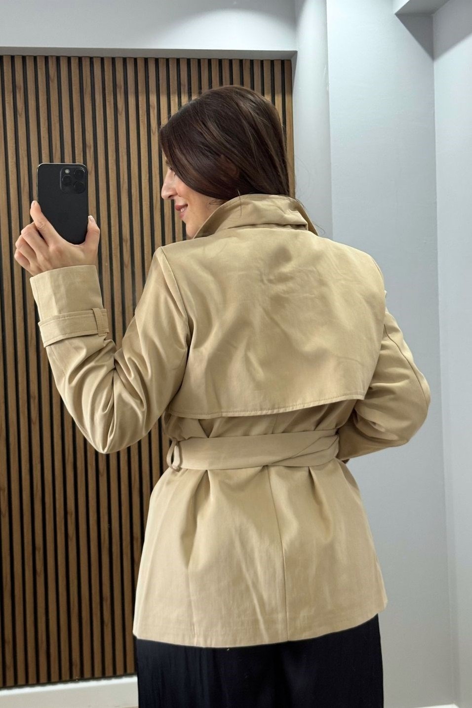 TrençkotEloise Pelerin Detaylı Kemerli Trençkot Camel