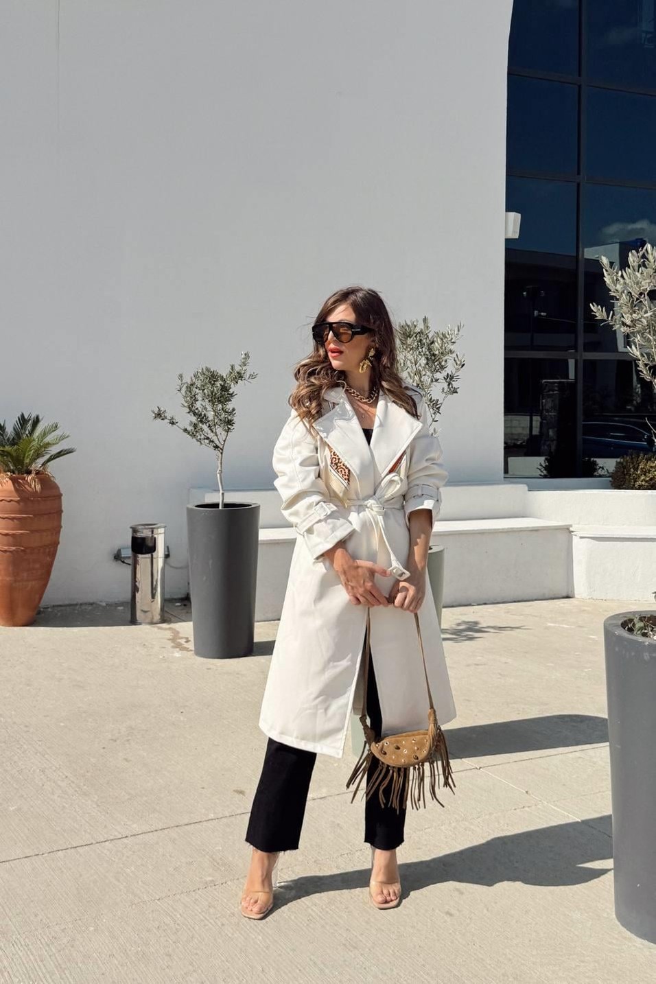TrençkotMidnight Luxe Deri Trençkot Beyaz