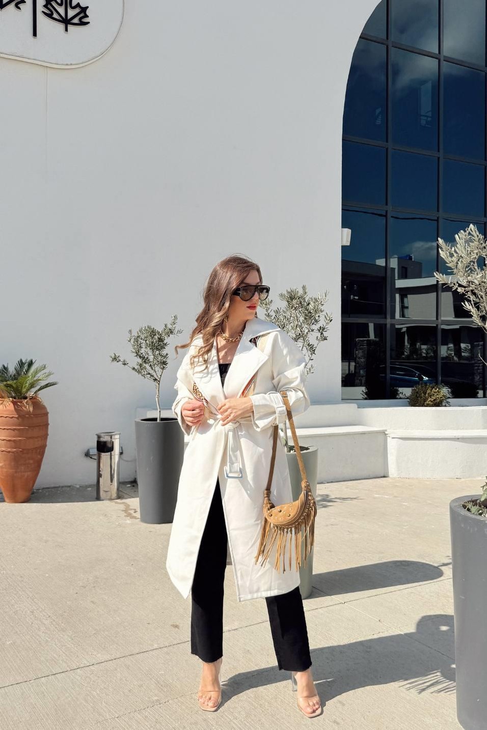 TrençkotMidnight Luxe Deri Trençkot Beyaz