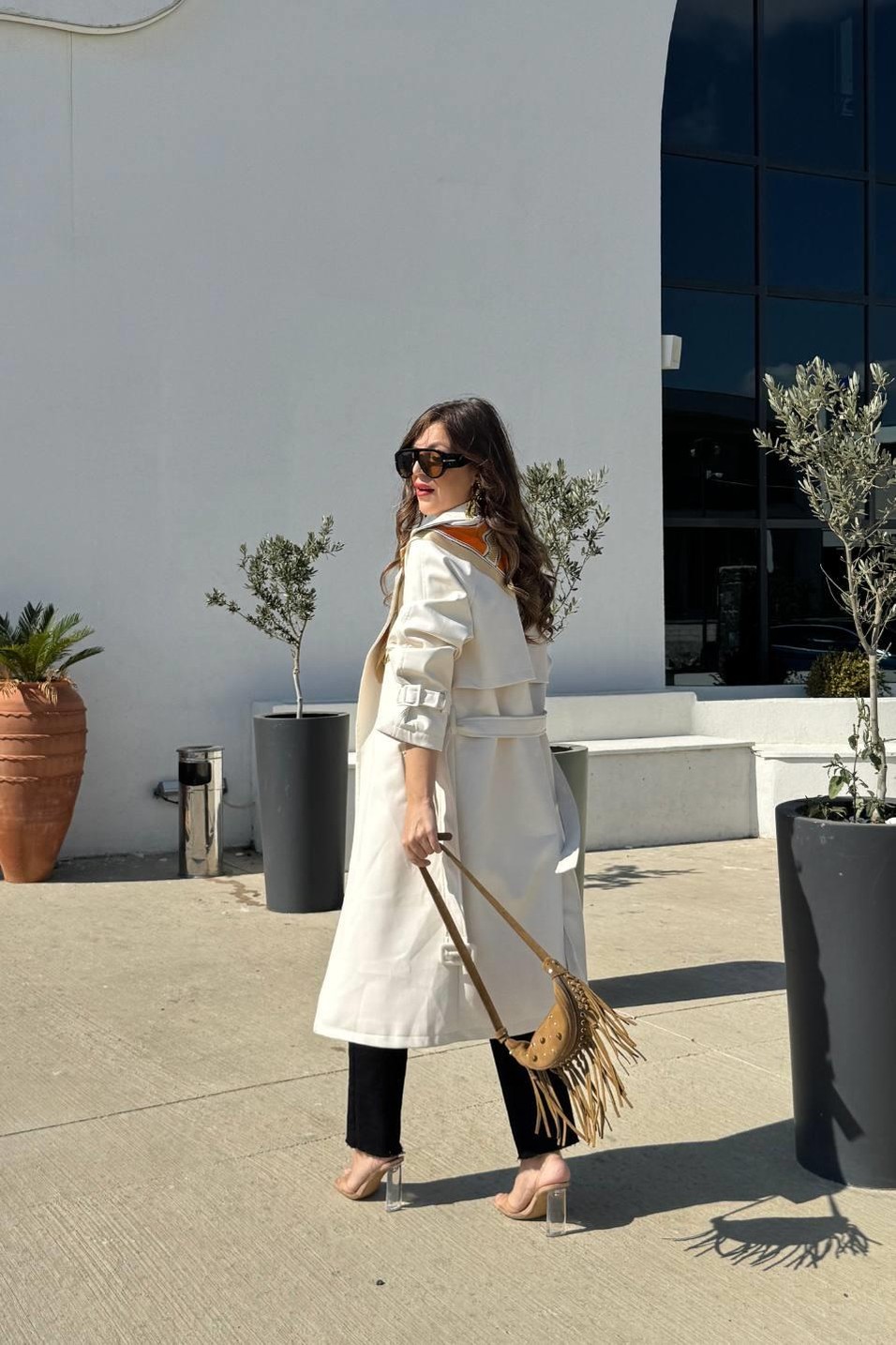 TrençkotMidnight Luxe Deri Trençkot Beyaz