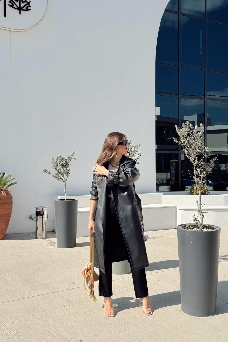 TrençkotMidnight Luxe Deri Trençkot Siyah