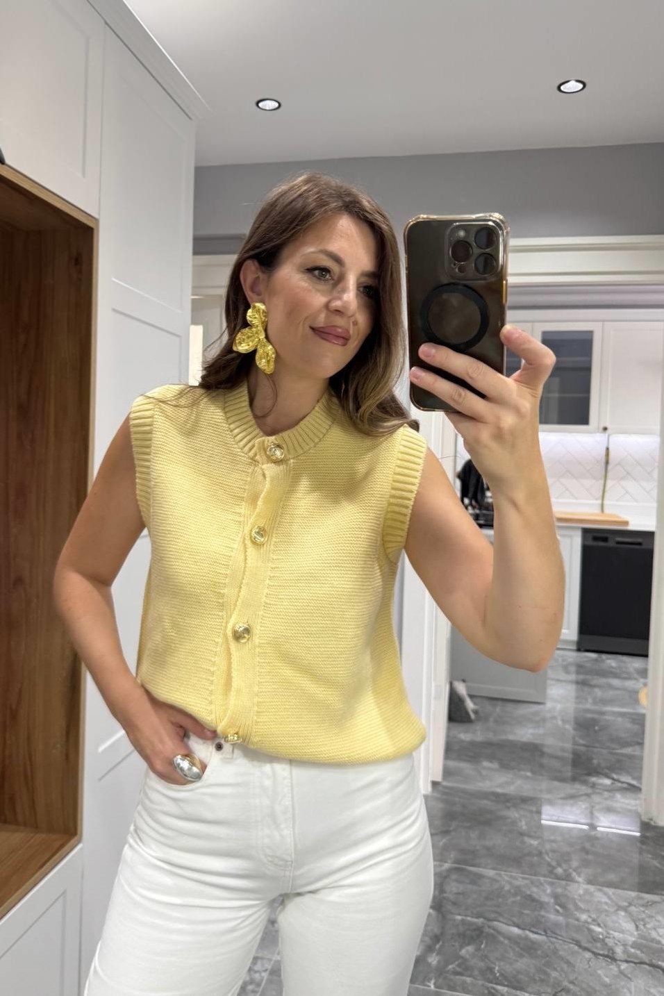 YelekGolden Touch Knit Yelek Sarı
