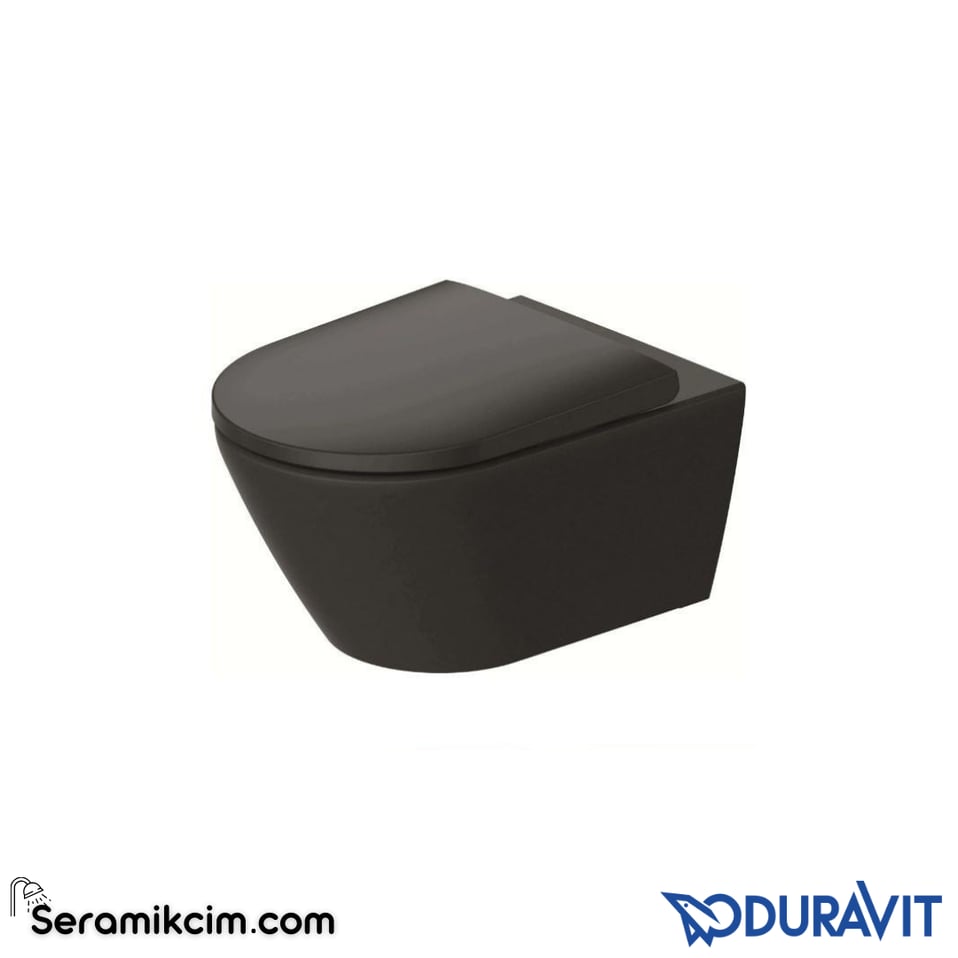 Duravit D-Neo Kanalsız Rimless Asma Klozet (Yavaş Kapanır Kapak Dahil) Antrasit-Mat Antrasit Dış Gövde 2577398975