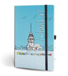 İstanbul Defter Çizgili Lastikli Kızkulesi Turkuazİstanbul Defter Çizgili Lastikli Kızkulesi Turkuaz