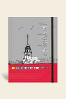 Renkli İstanbul Defter Çizgili Lastikli Kız Kulesi