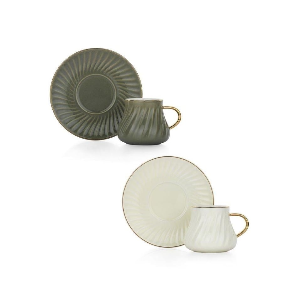 Schafer 1S2446-08002-ASO03 Glossy 6 Kişilik Kahve Fincan Takımı 12 Parça-Asorti03