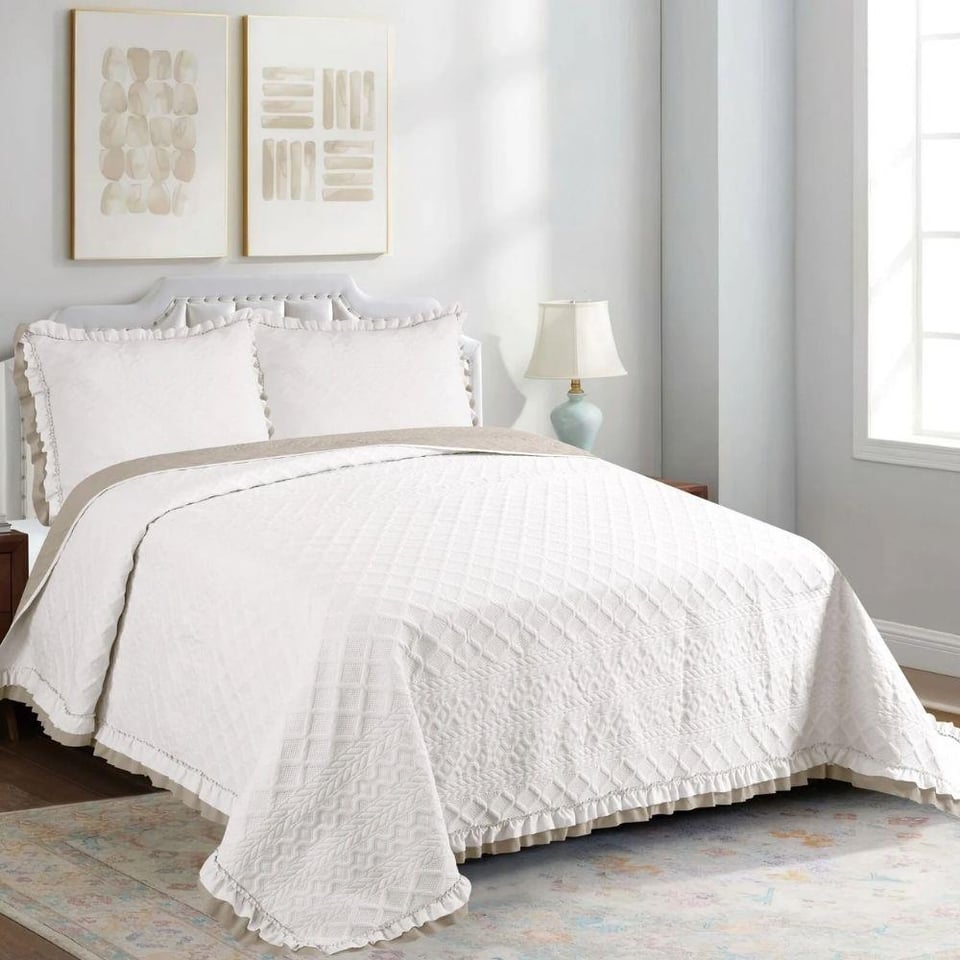 Daintyhome Sara Çift Kişilik Yatak Örtüsü Takımı Krem