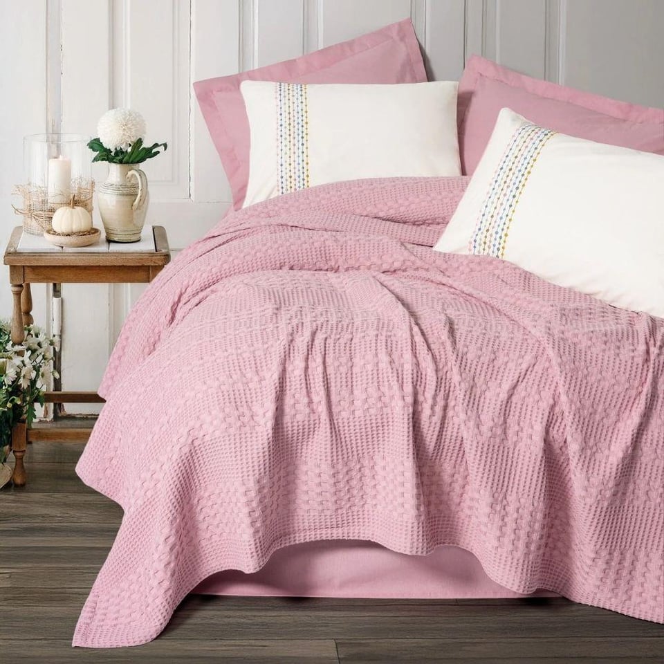 Cotton Box Aura Tek Kişilik Pike Takımı Pebble Pembe
