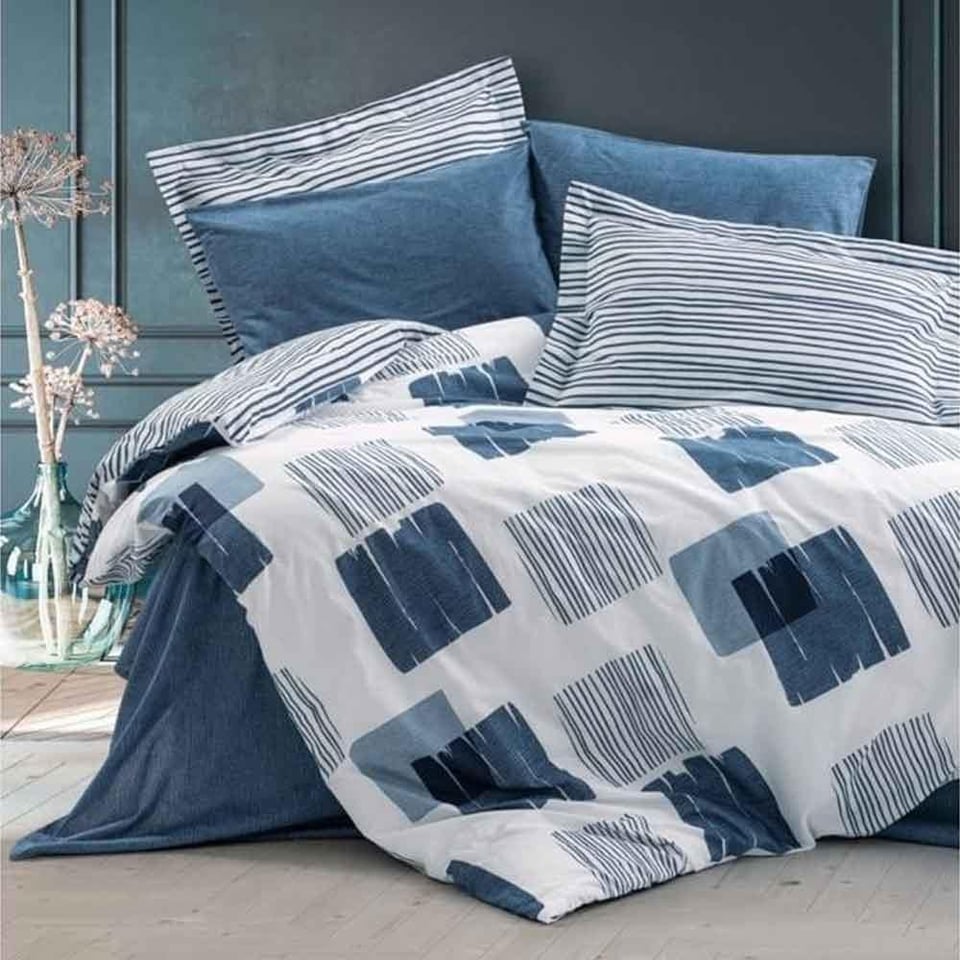Modern Çift Kişilik Nevresim Takımı Solito Indigo