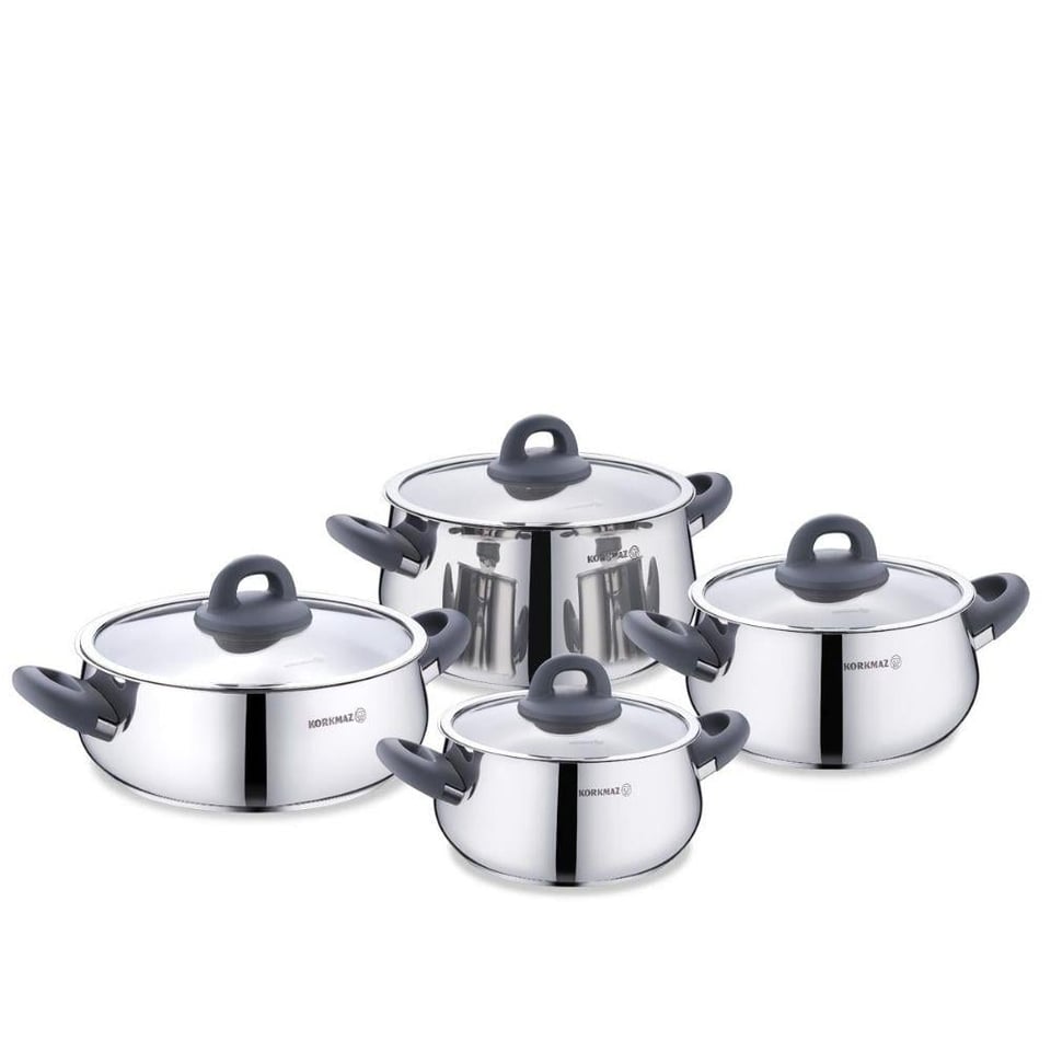 Korkmaz A1848-3 Bella Füme 8 Parça Tencere Seti
