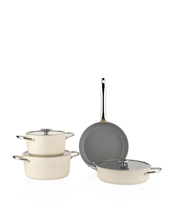 Schafer 1S2438 Gravita Seramik Tencere Seti 7 Parça-Krem
