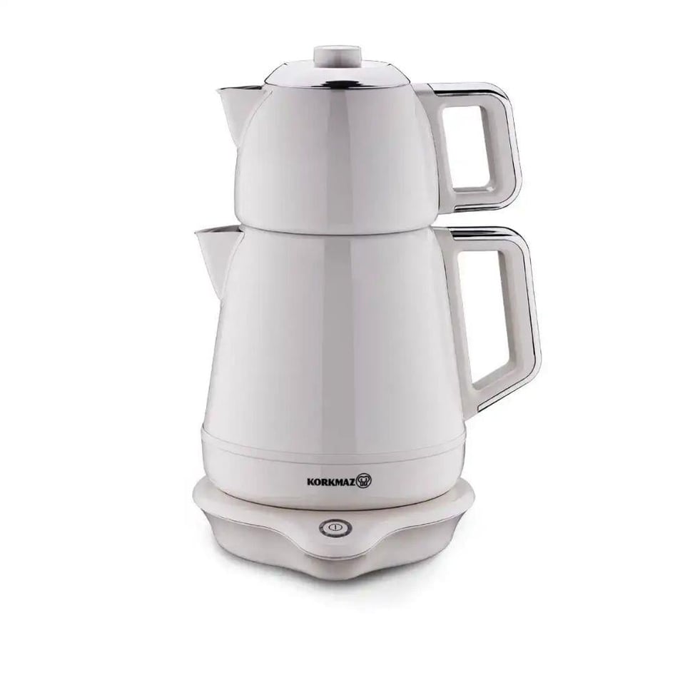 Korkmaz A332-05 Demiks Elektrikli Çaydanlık Vanilya/Krom