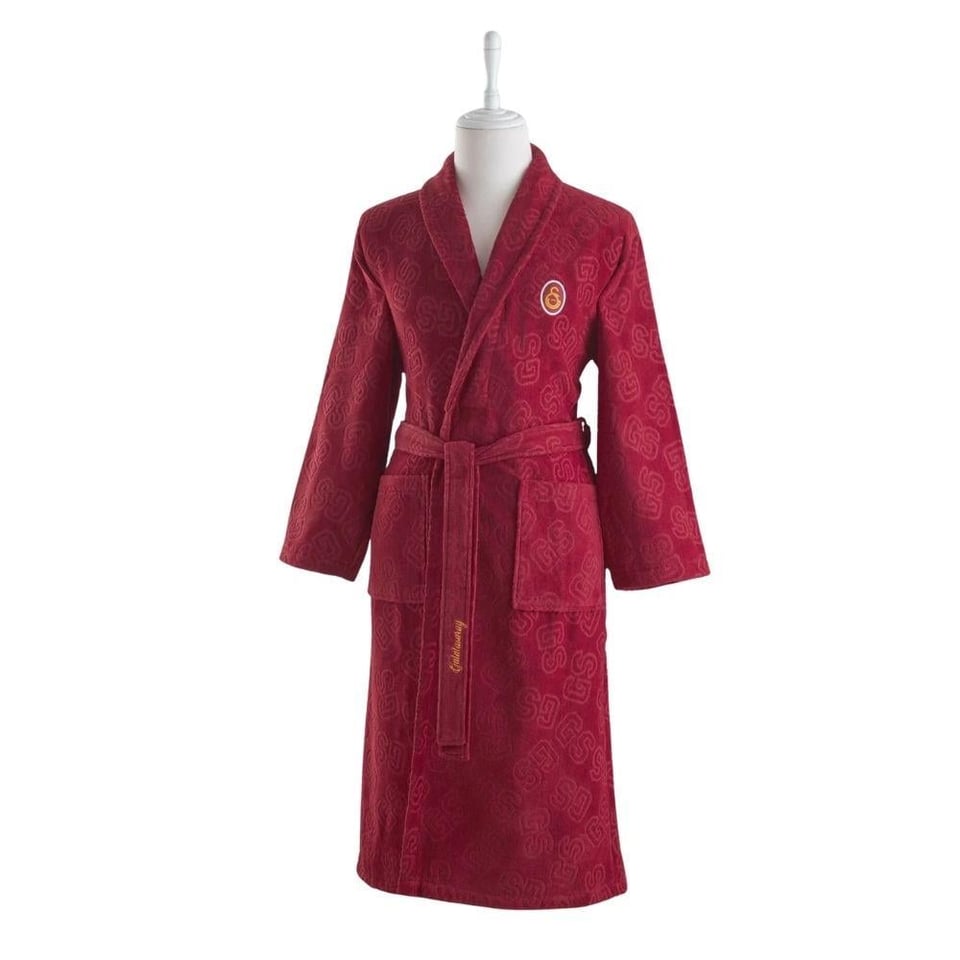 Taç Lisanslı Galatasaray Jakar Pamuk L Yetişkin Bornoz Kırmızı