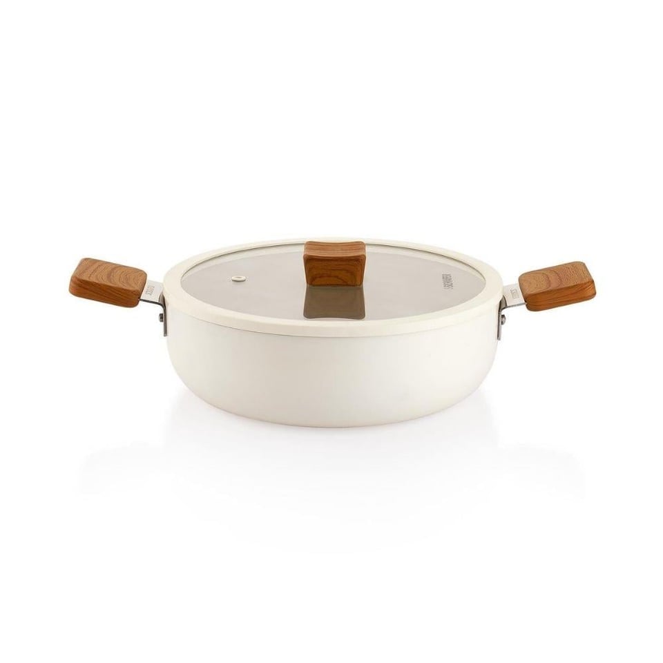 Schafer 1S0848-21001-KRM03 Ceramoni Seramik Basık Tencere 24 Cm-Krem