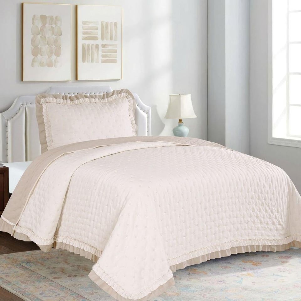 Daintyhome Lara Tek Kişilik Yatak Örtüsü Takımı Krem